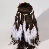 Women's Vacation Bohemian Pastoral Feather Flower Artificial Feather Rope Hair Band sku image 1
