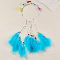 Women's Vacation Bohemian Pastoral Feather Flower Artificial Feather Rope Hair Band main image 9