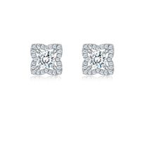Sterling Silver Elegant Inlay Geometric Lab-grown Diamonds Earrings Necklace sku image 1