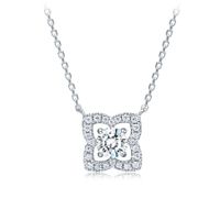 Sterling Silver Elegant Inlay Geometric Lab-grown Diamonds Earrings Necklace sku image 2