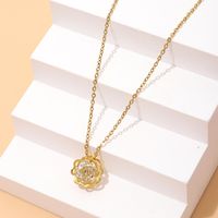 Wholesale Elegant Lady Streetwear Flower Copper Inlay Gold Plated Zircon Pendant Necklace main image 6