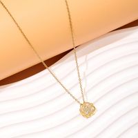 Wholesale Elegant Lady Streetwear Flower Copper Inlay Gold Plated Zircon Pendant Necklace main image 3