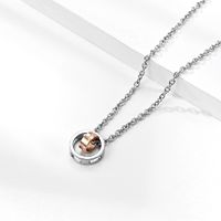 304 Stainless Steel 18K Gold Plated Modern Style Simple Style Classic Style Inlay Geometric Letter Rhinestones Pendant Necklace main image 4