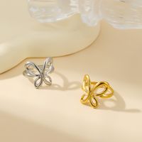 304 Stainless Steel 18K Gold Plated Pastoral Simple Style Heart Shape Butterfly Open Rings main image 8