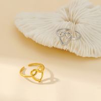 304 Stainless Steel 18K Gold Plated Pastoral Simple Style Heart Shape Butterfly Open Rings main image 9