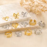 304 Stainless Steel 18K Gold Plated Pastoral Simple Style Heart Shape Butterfly Open Rings main image 1