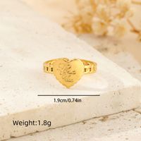 304 Stainless Steel 18K Gold Plated Pastoral Simple Style Heart Shape Butterfly Open Rings main image 2