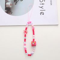 Sweet Animal Fruit Heart Shape Arylic Beaded Plating Bag Pendant Mobile Phone Chain Keychain sku image 5
