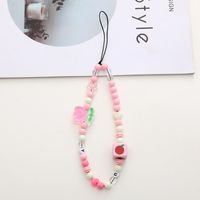 Sweet Animal Fruit Heart Shape Arylic Beaded Plating Bag Pendant Mobile Phone Chain Keychain sku image 10