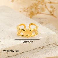 304 Stainless Steel 18K Gold Plated Pastoral Simple Style Heart Shape Butterfly Open Rings main image 5