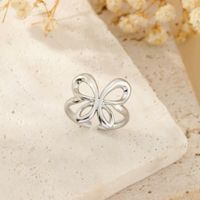 304 Stainless Steel 18K Gold Plated Pastoral Simple Style Heart Shape Butterfly Open Rings sku image 2