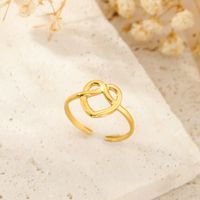 304 Stainless Steel 18K Gold Plated Pastoral Simple Style Heart Shape Butterfly Open Rings sku image 3