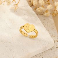304 Stainless Steel 18K Gold Plated Pastoral Simple Style Heart Shape Butterfly Open Rings sku image 5