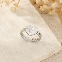 304 Stainless Steel 18K Gold Plated Pastoral Simple Style Heart Shape Butterfly Open Rings sku image 6