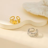 304 Stainless Steel 18K Gold Plated Pastoral Simple Style Heart Shape Butterfly Open Rings sku image 16