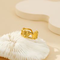 304 Stainless Steel 18K Gold Plated Pastoral Simple Style Heart Shape Butterfly Open Rings sku image 7