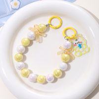 Cartoon Style Cute Bear Bow Knot Beaded Beaded Plating Bag Pendant Mobile Phone Chain Keychain sku image 7