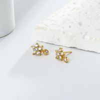 1 Pair Simple Style Star Inlay Sterling Silver Zircon Ear Studs main image 8