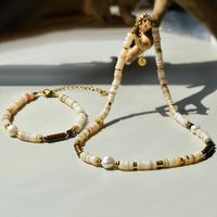 Casual Vacation Handmade Geometric Gold Plated 304 Stainless Steel Natural Stone Freshwater Pearl Wholesale Bracelets Necklace main image 4