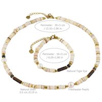 Casual Vacation Handmade Geometric Gold Plated 304 Stainless Steel Natural Stone Freshwater Pearl Wholesale Bracelets Necklace sku image 3