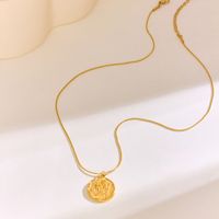 304 Stainless Steel 18K Gold Plated Casual Plating Round Star Pendant Necklace main image 5