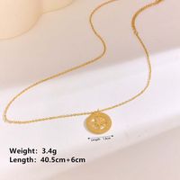 304 Stainless Steel 18K Gold Plated Casual Plating Round Star Pendant Necklace main image 2