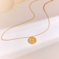 304 Stainless Steel 18K Gold Plated Casual Plating Round Star Pendant Necklace main image 8