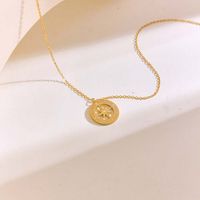 304 Stainless Steel 18K Gold Plated Casual Plating Round Star Pendant Necklace main image 6