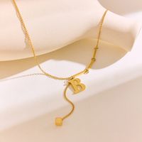304 Stainless Steel 18K Gold Plated IG Style Solid Color Letter Pendant Necklace main image 4