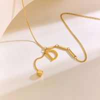 304 Stainless Steel 18K Gold Plated IG Style Solid Color Letter Pendant Necklace main image 5