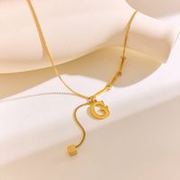 304 Stainless Steel 18K Gold Plated IG Style Solid Color Letter Pendant Necklace main image 6