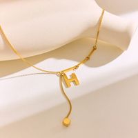 304 Stainless Steel 18K Gold Plated IG Style Solid Color Letter Pendant Necklace main image 7