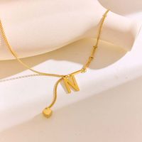 304 Stainless Steel 18K Gold Plated IG Style Solid Color Letter Pendant Necklace main image 9