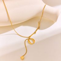 304 Stainless Steel 18K Gold Plated IG Style Solid Color Letter Pendant Necklace main image 10