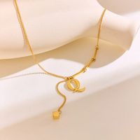 304 Stainless Steel 18K Gold Plated IG Style Solid Color Letter Pendant Necklace sku image 5