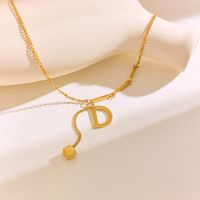 304 Stainless Steel 18K Gold Plated IG Style Solid Color Letter Pendant Necklace sku image 2