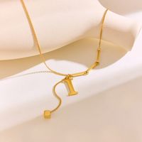 304 Stainless Steel 18K Gold Plated IG Style Solid Color Letter Pendant Necklace sku image 10