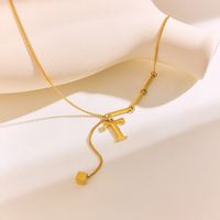 304 Stainless Steel 18K Gold Plated IG Style Solid Color Letter Pendant Necklace sku image 8