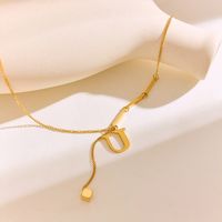 304 Stainless Steel 18K Gold Plated IG Style Solid Color Letter Pendant Necklace sku image 11