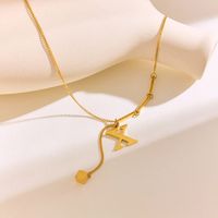 304 Stainless Steel 18K Gold Plated IG Style Solid Color Letter Pendant Necklace sku image 9