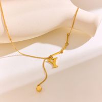 304 Stainless Steel 18K Gold Plated IG Style Solid Color Letter Pendant Necklace sku image 7