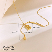 304 Stainless Steel 18K Gold Plated IG Style Solid Color Letter Pendant Necklace main image 2