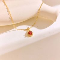 304 Stainless Steel 18K Gold Plated Elegant Lady Streetwear Plating Inlay Round Square Zircon Pendant Necklace main image 6