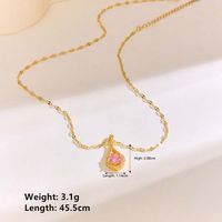 304 Stainless Steel 18K Gold Plated Elegant Lady Streetwear Plating Inlay Round Square Zircon Pendant Necklace main image 3