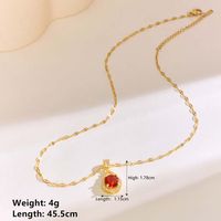 304 Stainless Steel 18K Gold Plated Elegant Lady Streetwear Plating Inlay Round Square Zircon Pendant Necklace main image 4