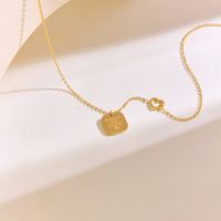 304 Stainless Steel 18K Gold Plated Y2K Casual Classic Style Plating Square Heart Shape Pendant Necklace main image 4