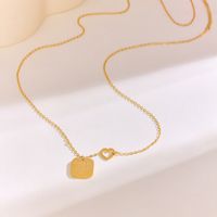 304 Stainless Steel 18K Gold Plated Y2K Casual Classic Style Plating Square Heart Shape Pendant Necklace main image 6