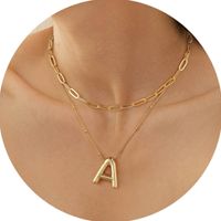 Wholesale Casual Classic Style Letter Copper 14K Gold Plated Pendant Necklace sku image 1