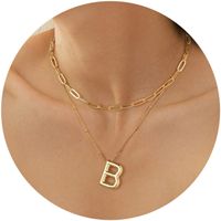 Wholesale Casual Classic Style Letter Copper 14K Gold Plated Pendant Necklace sku image 2