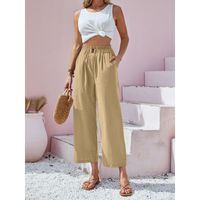 Women's Holiday Daily Casual Vintage Style Solid Color Ankle-Length Button Casual Pants main image 2